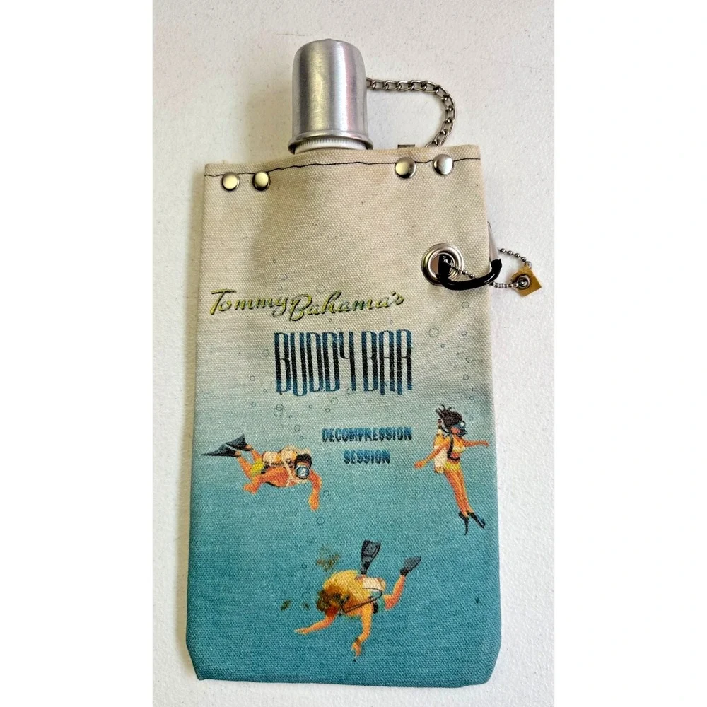 Tommy Bahama Buddy Bar Canvas Canteen Flask Drinking Portable Scuba Beach Travel